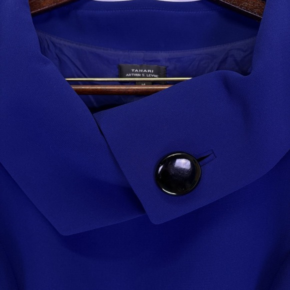 Tahari ASL Jackie O Sheath Dress Size 14 Blue 60's Classic Envelope Collar - Picture 3 of 16